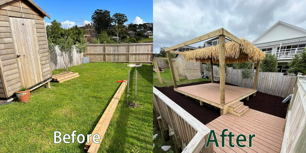Deck and fencing before and after