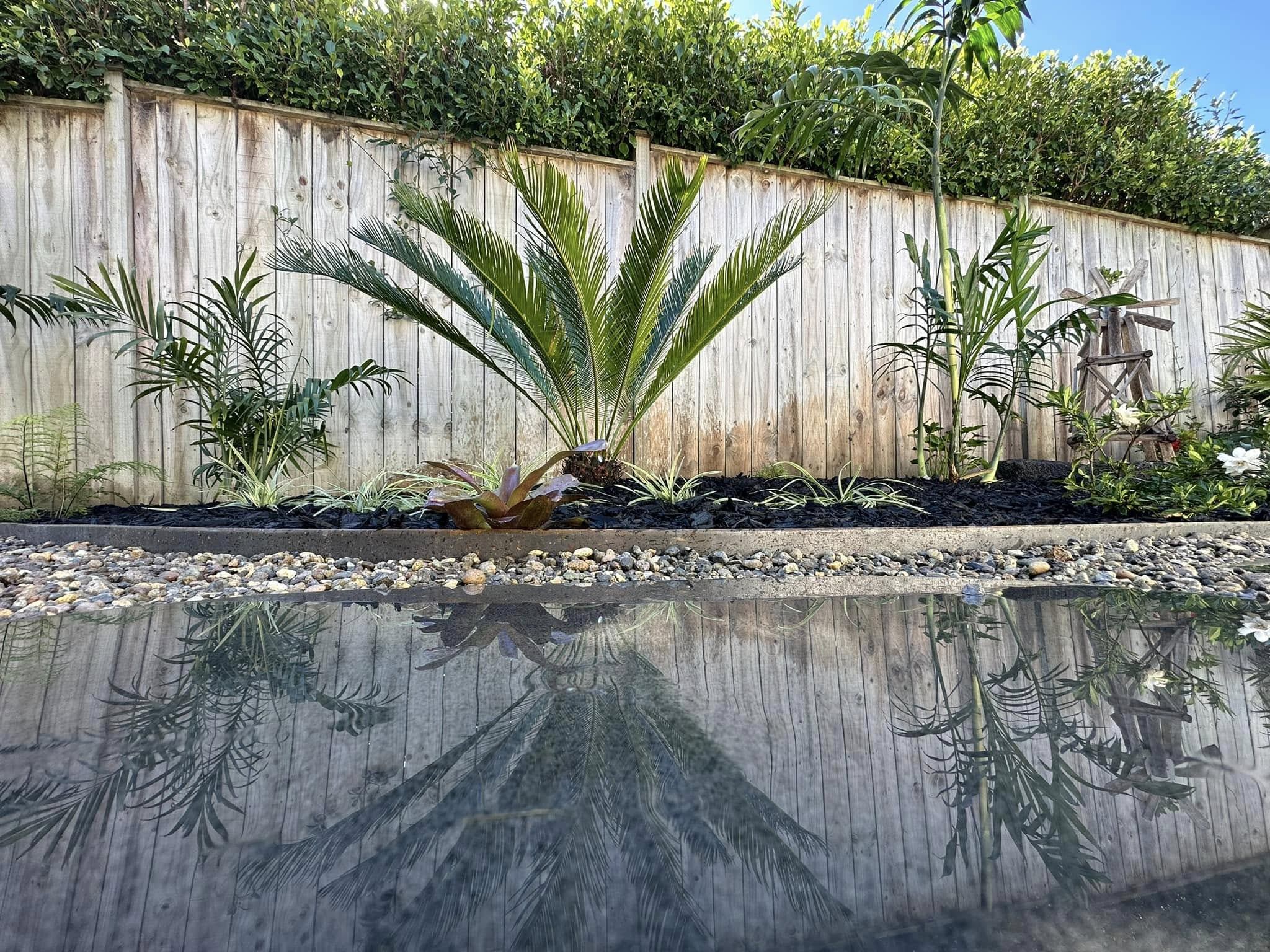 Reflection garden beside a water feature