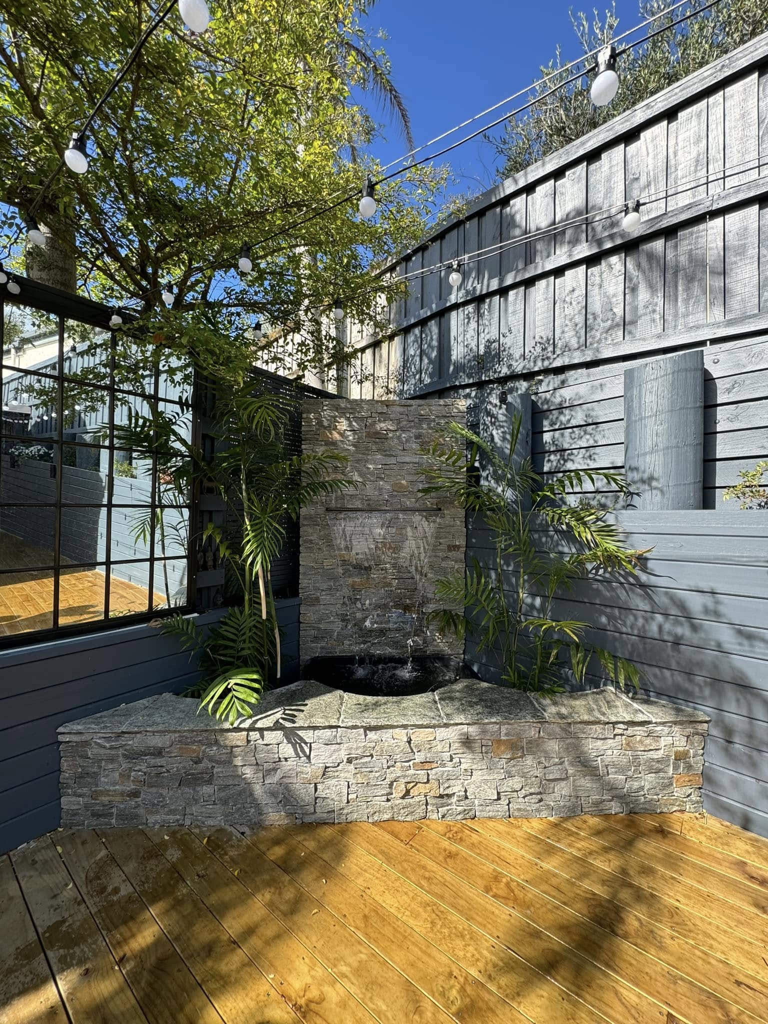 Stone waterfall garden feature